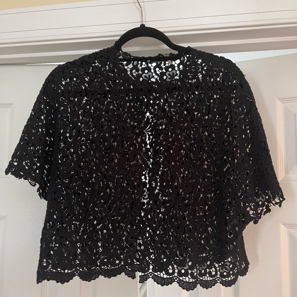 Elie Tahari crochet cropped jacket